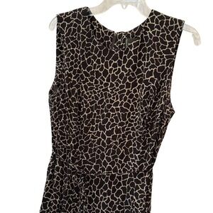 Molly Malloy Y2K Giraffe Print Sleeveless Maxi Dress Tie Waist Black Tan Size 12